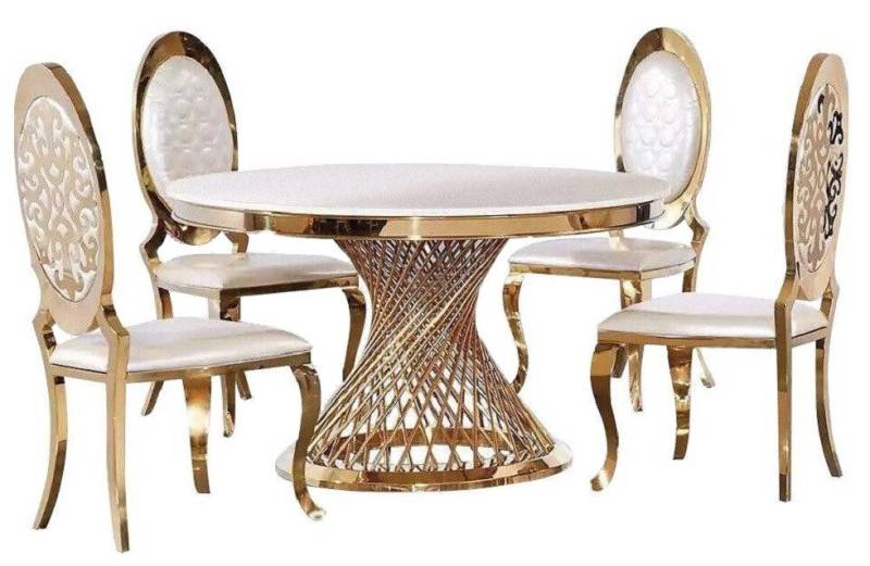 JVmoebel Esstisch Designer Goldener Rundtisch Edelstahl Tische Stilvolle Esszimmer Möbel (1-St., 1x nur Esstisch ohne Stühle), Made in Europa von JVmoebel