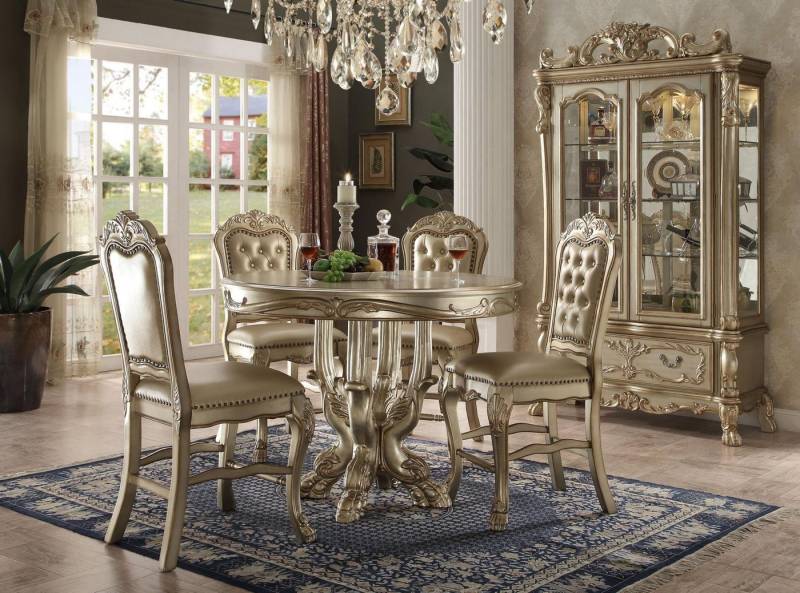 JVmoebel Esstisch Eleganter Runde Tisch aus Holz im klassischen Gold-Design (Esstisch), Made in Europa von JVmoebel
