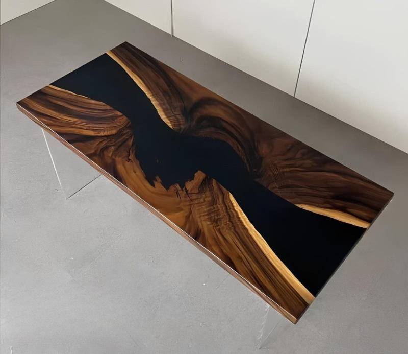 JVmoebel Esstisch Epoxid Harz Esstisch Echtes Holz Massive Möbel Wasserfall Epoxy Tisch (Esstisch), Made in Europa von JVmoebel