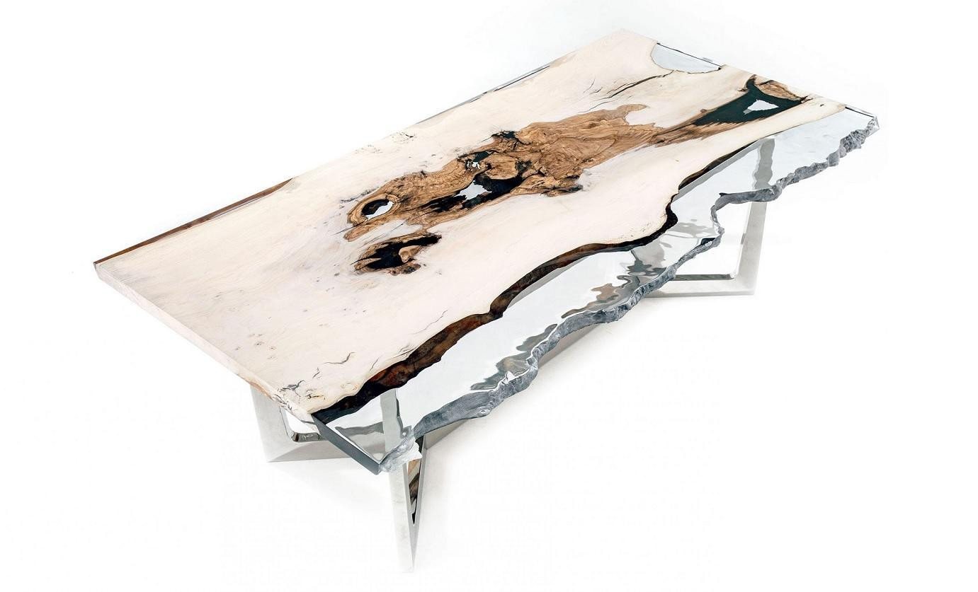 JVmoebel Esstisch Epoxidharz Küchentisch Esszimmertisch Holz Weiß Modern Unique (1-St., Esstisch), Made in Europa von JVmoebel