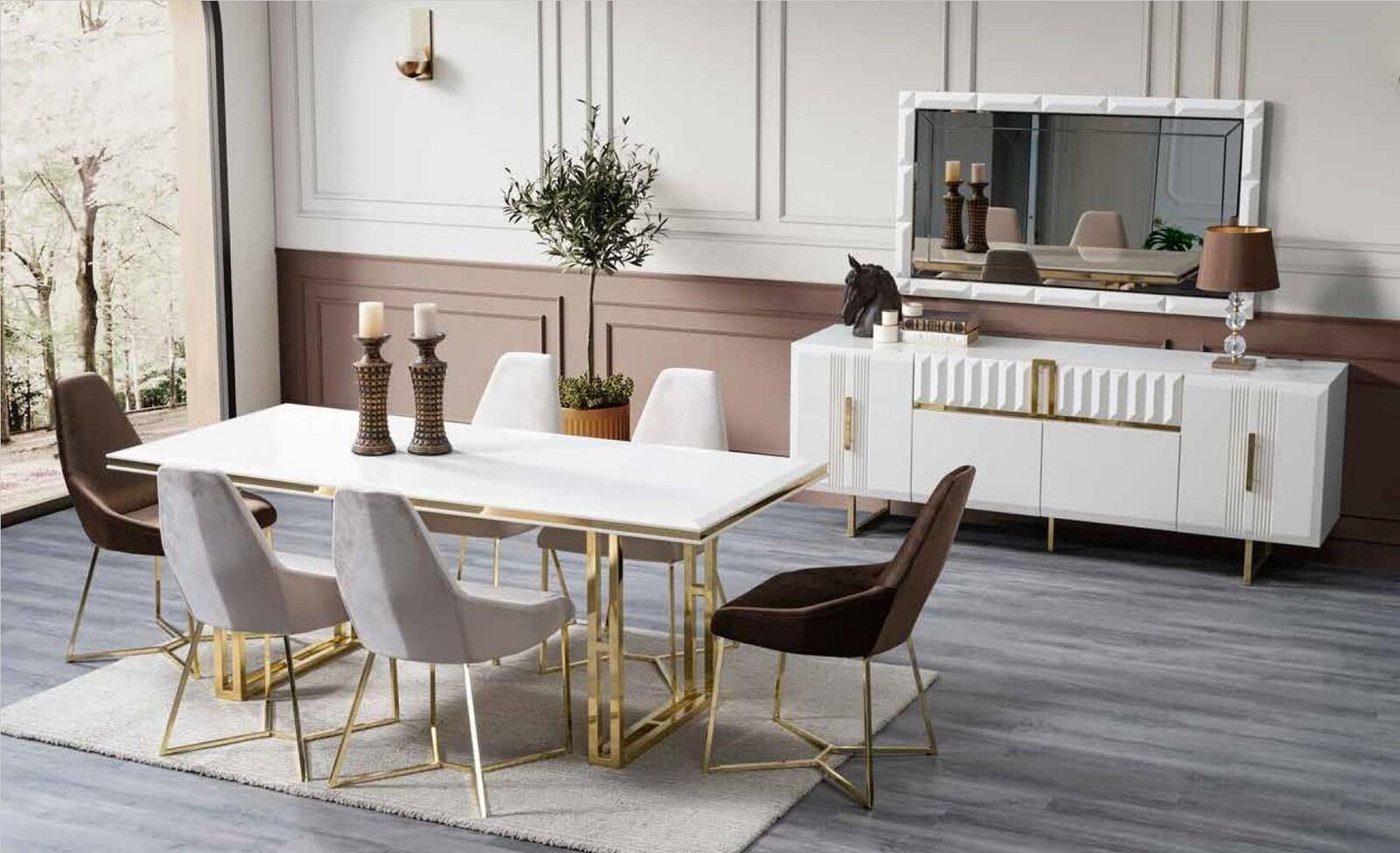 JVmoebel Esstisch Esstisch Esszimmer Tisch Italienischer Stil Luxuriös Tische Weiß Gold (Esstisch), Made in Europe von JVmoebel