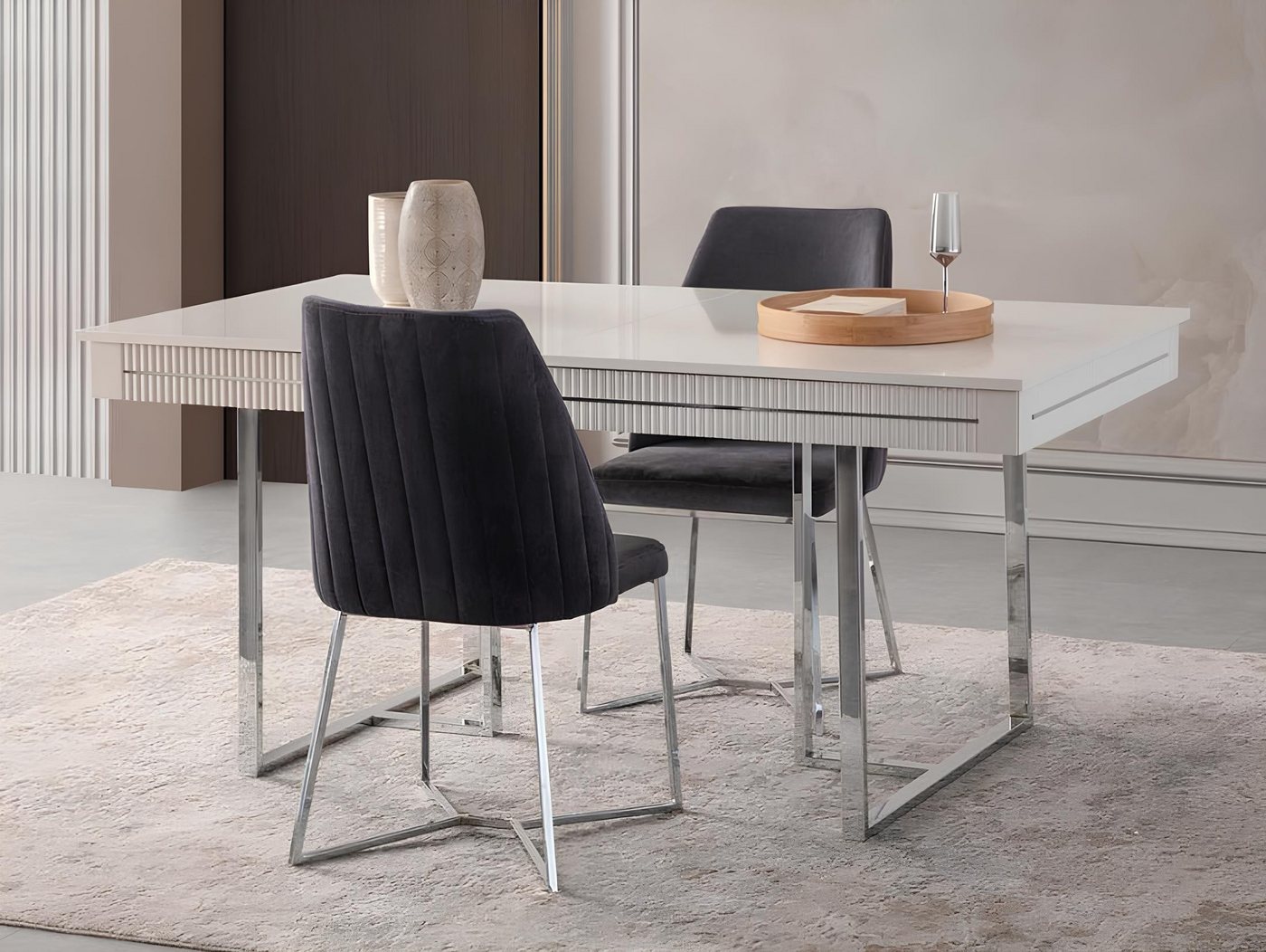 JVmoebel Esstisch Hochwertiger Ausziehtisch für das moderne Esszimmer in Weiß Holz (1-St., Nur Esstisch), Made in Europa von JVmoebel