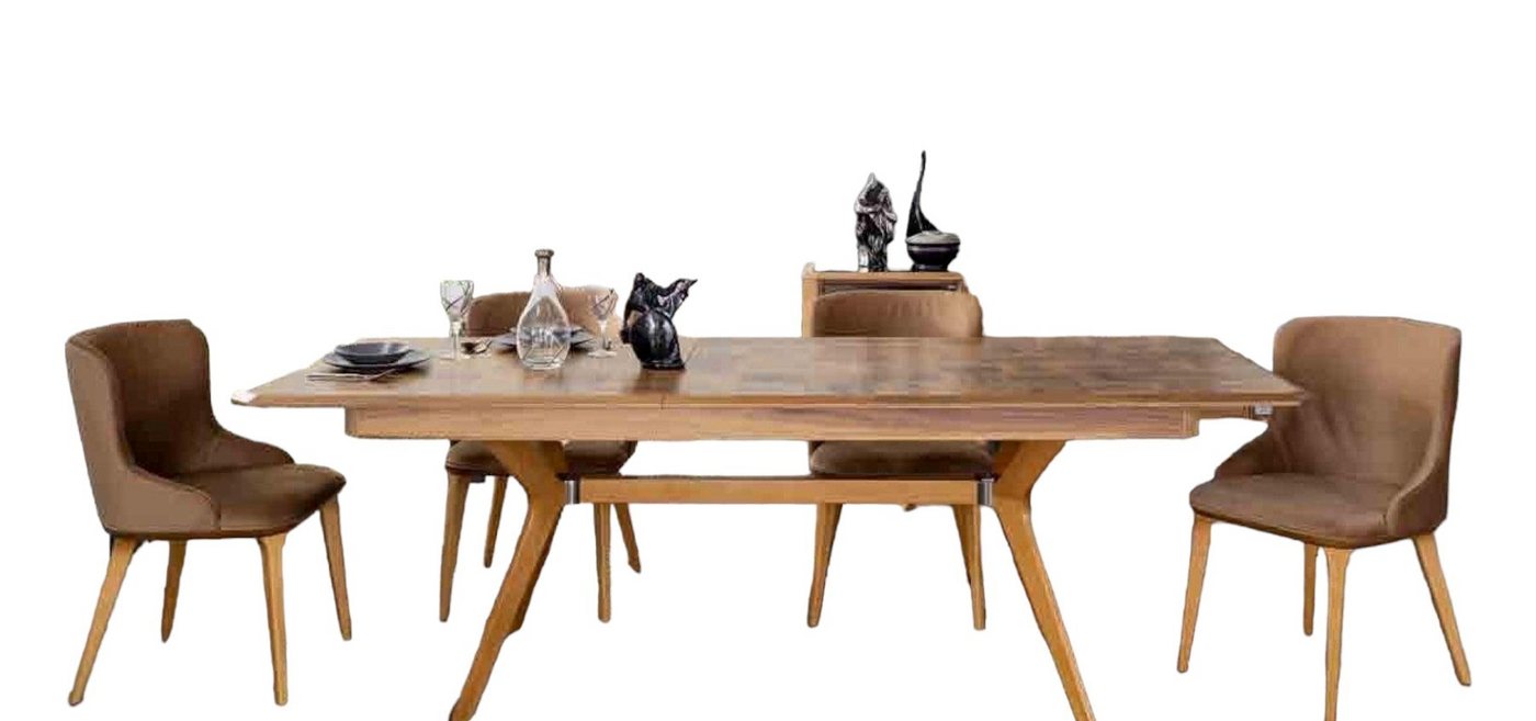 JVmoebel Esszimmer-Set, Designer Holz Ess Esszimmer Set Tisch 4x Lehn Stühle Set Garnitur von JVmoebel