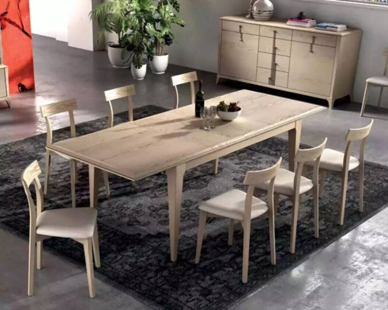 JVmoebel Esszimmer-Set Beige Esszimmer Esstisch 6x Stühle Garnitur Essgruppe 7tlg. Tisch, (7-St., Nur Esstisch + 6x Stühle), Made in Italy von JVmoebel