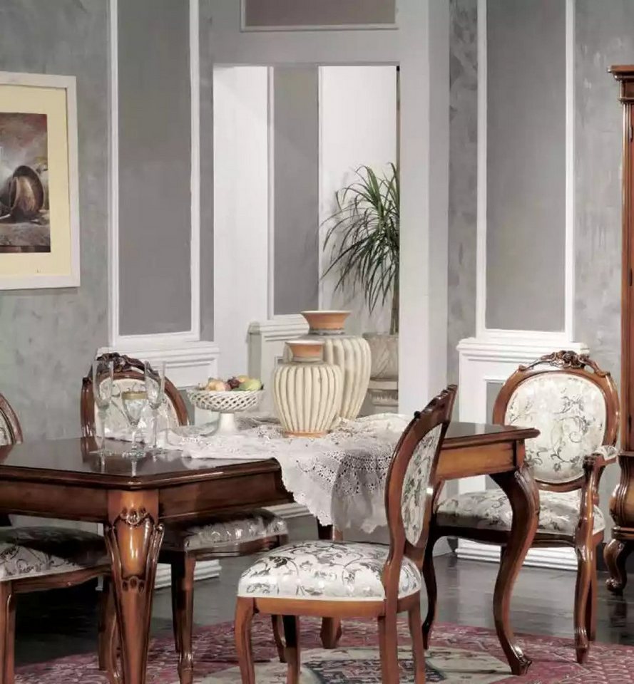 JVmoebel Esszimmer-Set Braun Massivholz Esstisch mit 4 Armlehnen-Stühlen für Esszimmer, (5-St., Esstisch + 2x Armlehnenstuhl + 2x Stühle), Made in Europa von JVmoebel