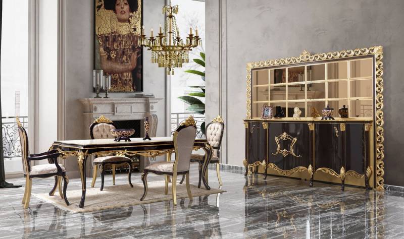 JVmoebel Esszimmer-Set Brauner Holz Esstisch mit 10 Stühlen und Sideboard für das Esszimmer, (10-St., Esstisch + 8x Stühle + Sideboard), Made in Europa von JVmoebel