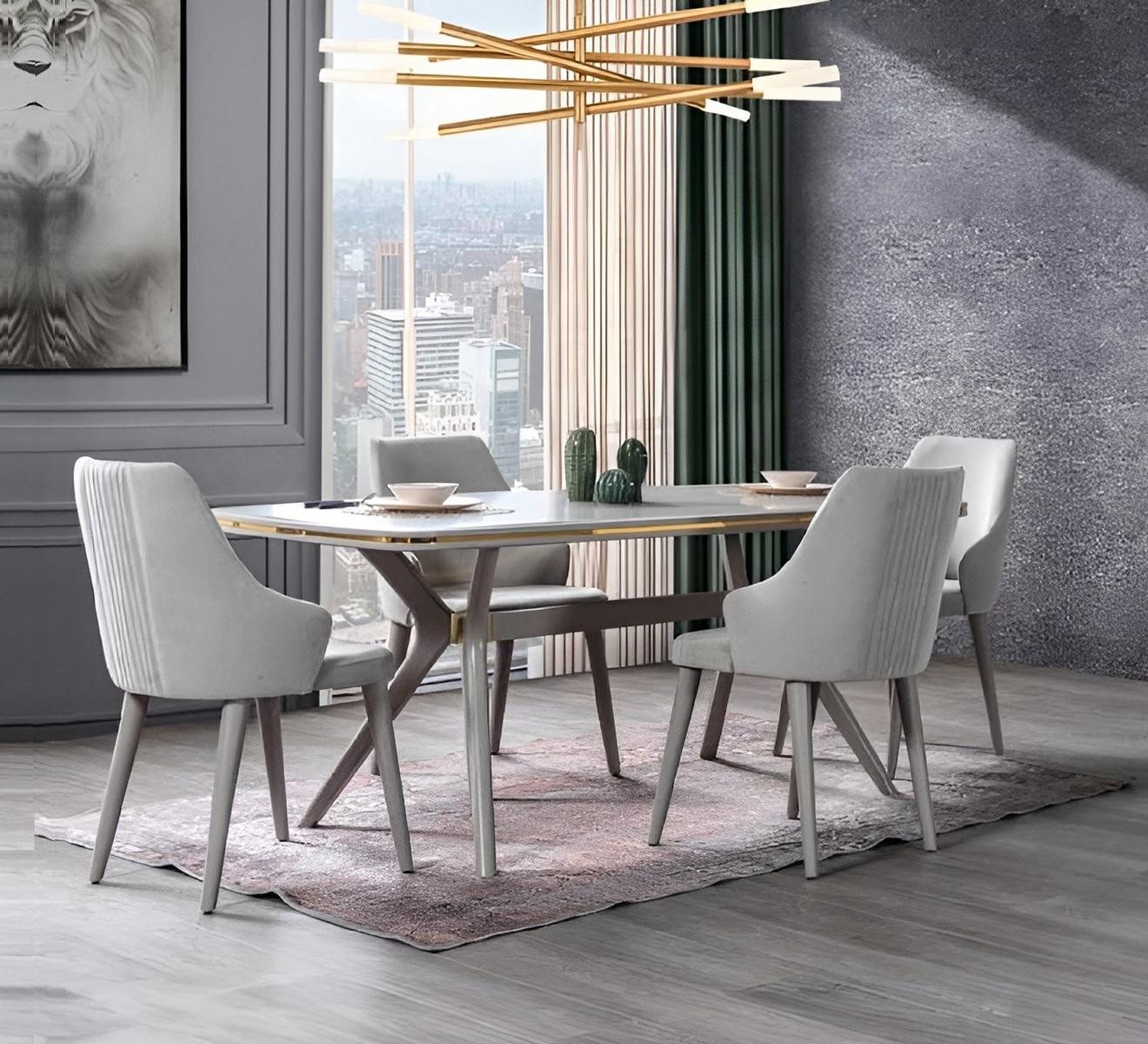 JVmoebel Esszimmer-Set Designer Esstisch mit 6 Stühlen – Edles Holz für Ihr Esszimmer, (7-St., Esstisch + 6x Stuhle), Made in Europa von JVmoebel