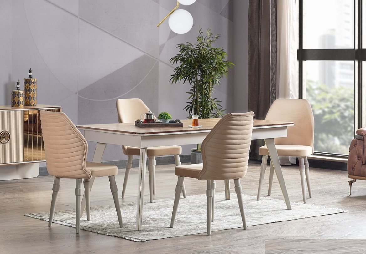 JVmoebel Esszimmer-Set Designer Esszimmer Set: 6 Stühle + Tisch Garnitur, (7-St., 1x Esstisch + 6x Stühle), Made in Europa von JVmoebel