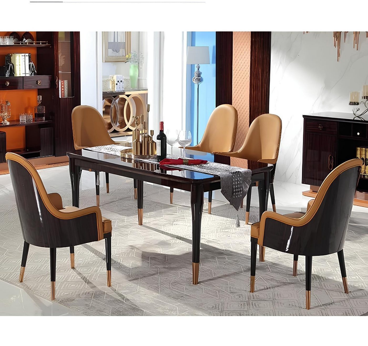 JVmoebel Esszimmer-Set Edel Holz Essgruppe 7-teilig mit 6 Stühlen für Wohnbereich, Made in Europa von JVmoebel