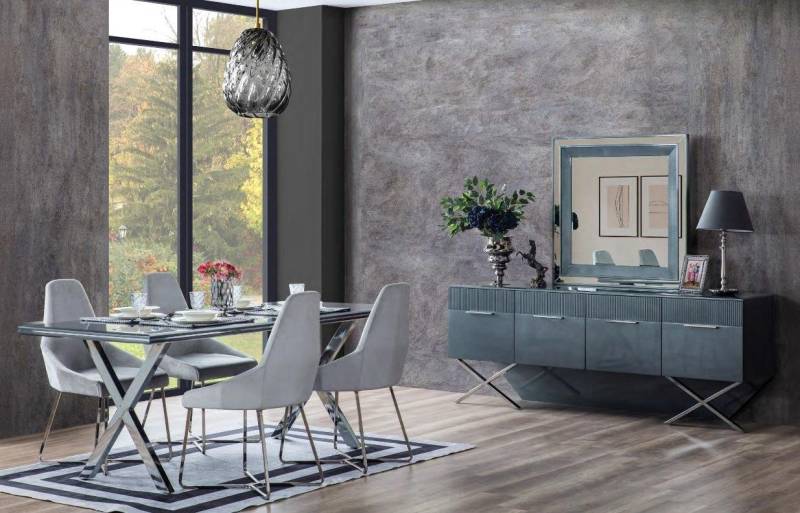 JVmoebel Esszimmer-Set Edle Esszimmer Einrichtung Moderner Esstisch Anrichte 4x Stühle, (6-St., Nur Esstisch+4x Stühle+Anrichte), Made in Europa von JVmoebel