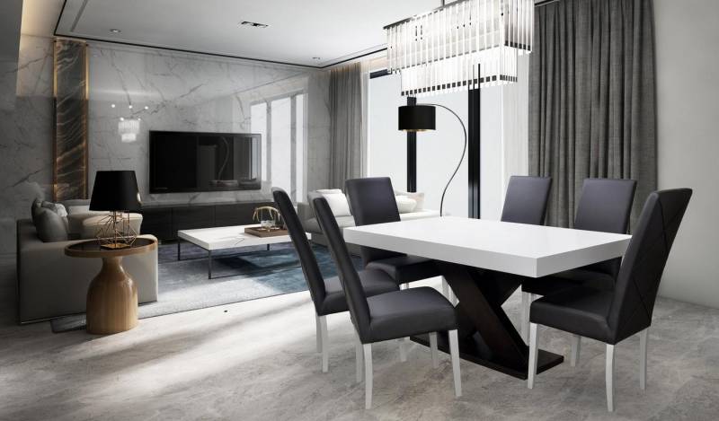 JVmoebel Esszimmer-Set Elegante Esskombination: Tisch, Stühle und Vitrine, (7-St), Made in Europa von JVmoebel