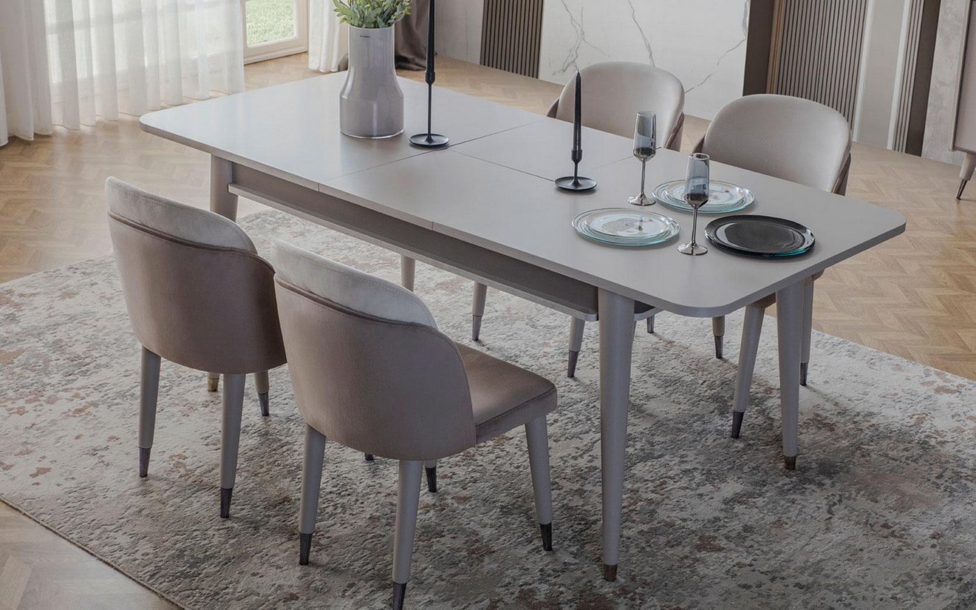 JVmoebel Esszimmer-Set Eleganter Ausziehtisch mit modernen Stühlen für das Esszimmer, (7-St., 1x Esstisch + 6x Stühle), Made in Europa von JVmoebel