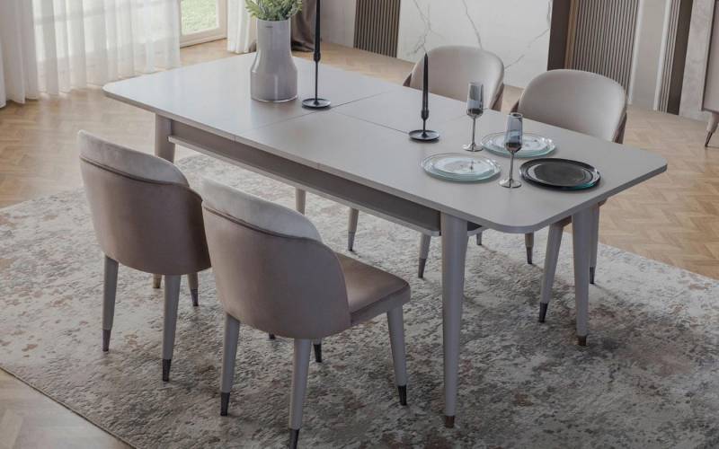 JVmoebel Esszimmer-Set Eleganter Ausziehtisch mit modernen Stühlen für das Esszimmer, (7-St., 1x Esstisch + 6x Stühle), Made in Europa von JVmoebel
