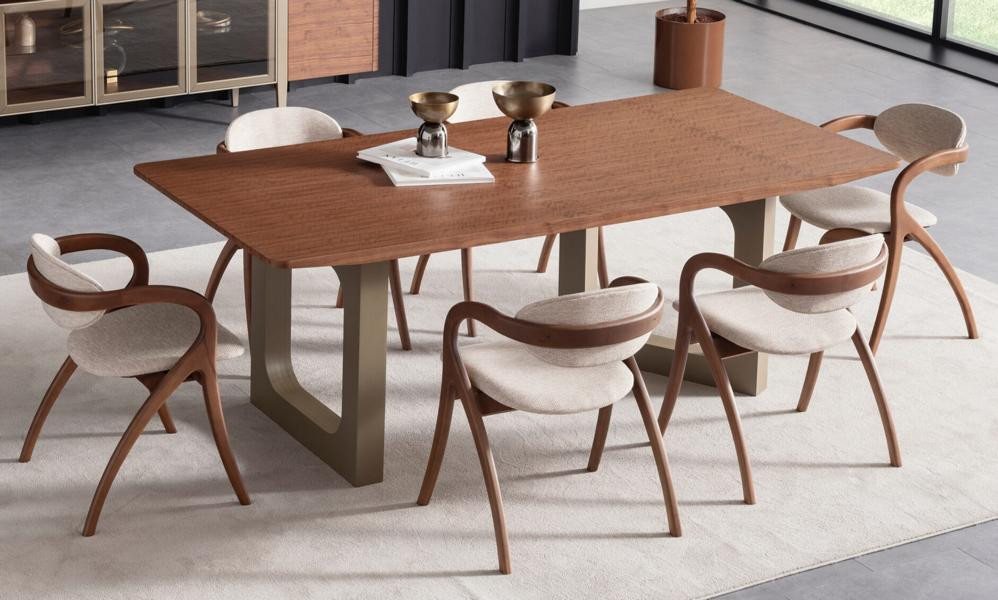 JVmoebel Esszimmer-Set Essgruppe 7-tlg. Esstisch mit 6 Holz-Lehnstühlen in Braun, (7-St., Esstisch, 6x Stühle), Made in Europe von JVmoebel