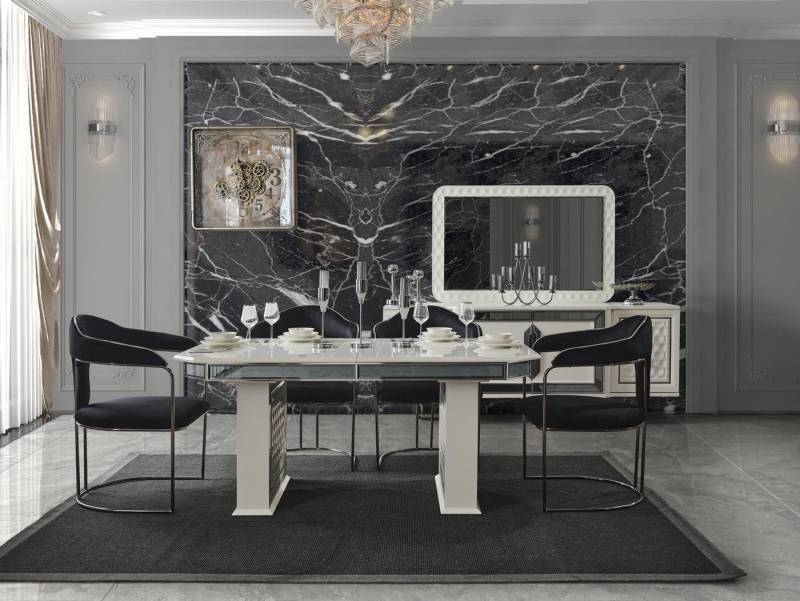JVmoebel Esszimmer-Set Essgruppe mit Esstisch und 4 Stühlen aus Holz für das Esszimmer, (5-St), Made in Europa von JVmoebel
