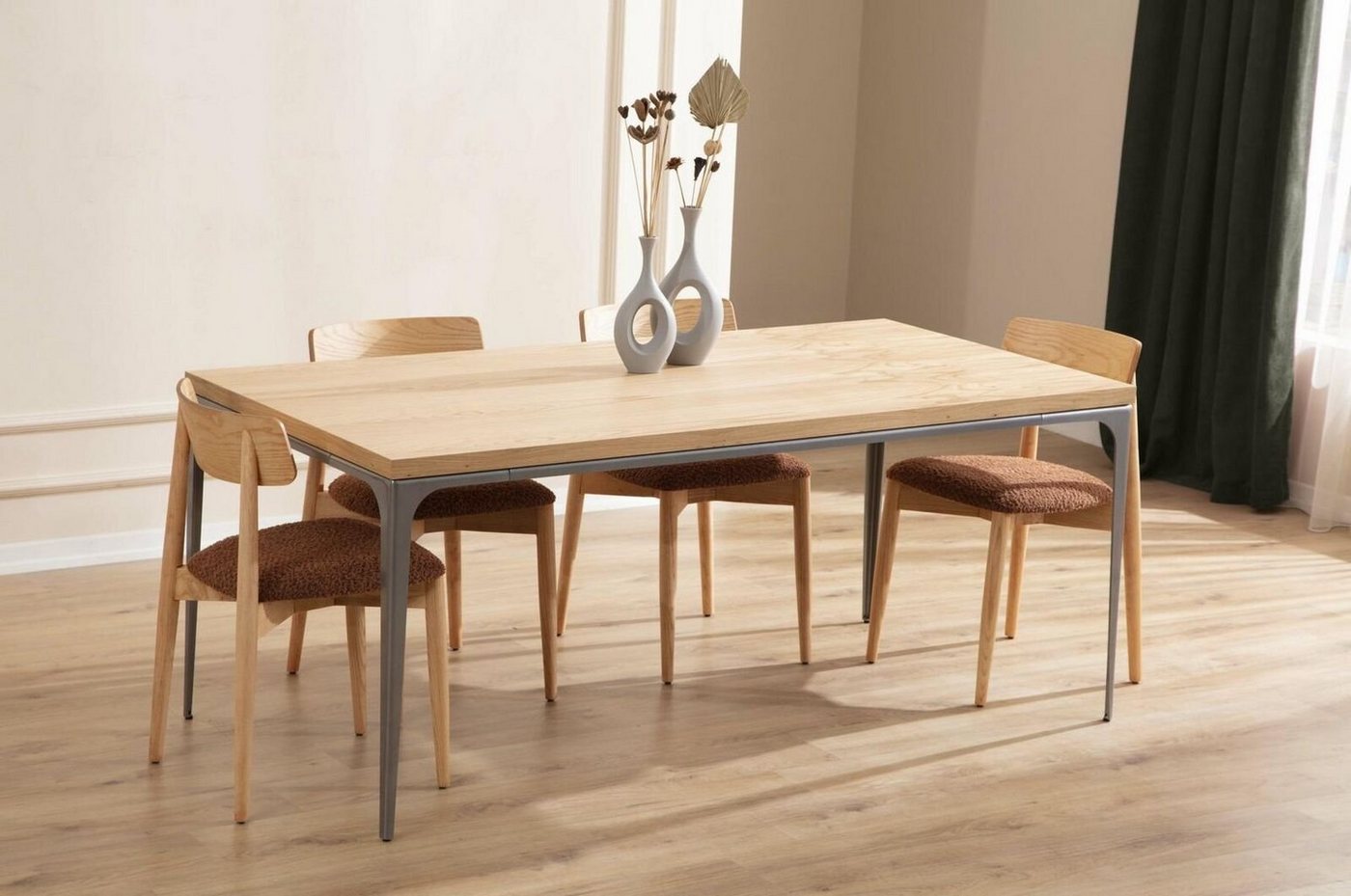 JVmoebel Esszimmer-Set Esstisch 4x Stühle Stuhl Esszimmer Set Essgruppe Tisch Tische Garnitur, (5-St., Esstisch, 4x Stühle) von JVmoebel