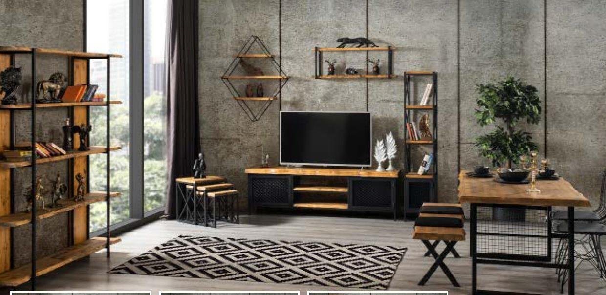 JVmoebel Esszimmer-Set Esszimmer Garnitur Esstisch Regal Schrank rtv Wohnzimmer Set 5tlg., (6-St., Esstisch, Wandregal 2x, TV-Ständer, Bücherregal 2x), Made in Europa von JVmoebel