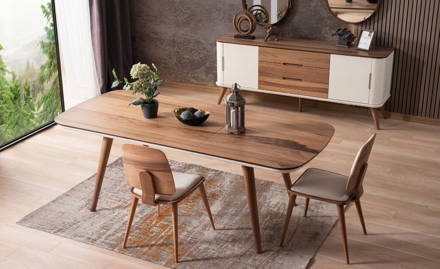 JVmoebel Esszimmer-Set Esszimmer JV Möbel Esstisch Garnitur 2 Stühle Holz Braun von JVmoebel