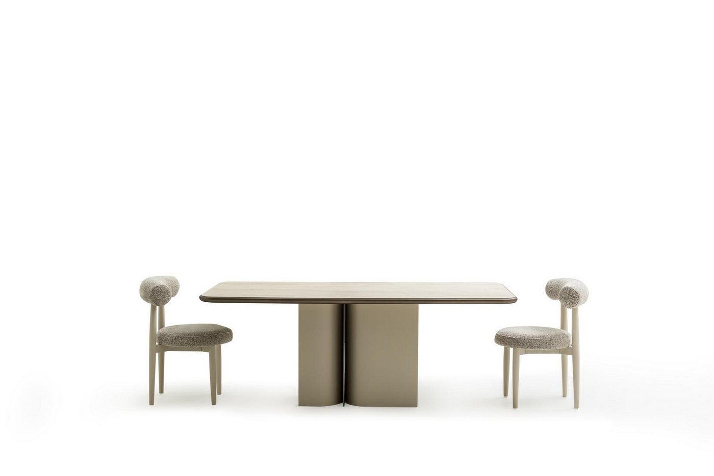 JVmoebel Esszimmer-Set Esszimmer Set 7tlg. Esstisch mit 6 Stühlen Beige Keramik Stoff, (7-St., Esstisch, 6х Stühle), Made in Europe von JVmoebel