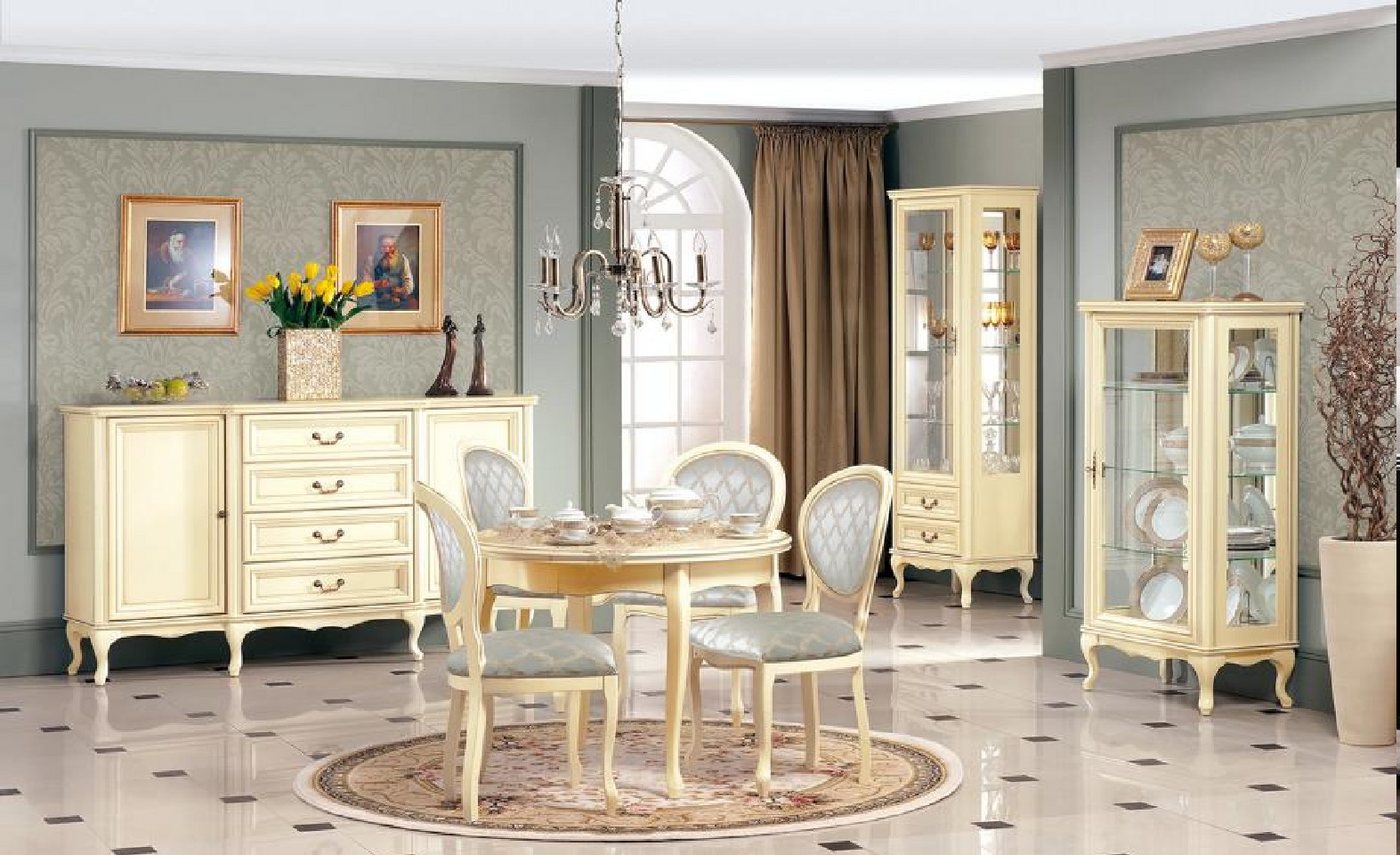 JVmoebel Esszimmer-Set Esszimmer Set Anrichte Klassisches 2x Vitrine Stilvoller Luxuriöses, (3-St., 3tlg Esszimmer Set (Anrichte + 2x Vitrine), Made in Europa von JVmoebel
