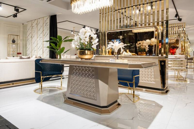 JVmoebel Esszimmer-Set Esszimmer Set Esstisch 6x Stühle Sideboard mit Spiegel Modern, (9-St., Esstisch, 6х Stühle, Sideboard, Spiegel), Made in Europa von JVmoebel