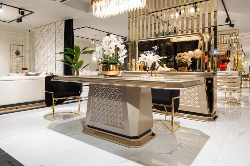 JVmoebel Esszimmer-Set Esszimmer Set Esstisch 6x Stühle Sideboard mit Spiegel Modern, (9-St., Esstisch, 6х Stühle, Sideboard, Spiegel), Made in Europa von JVmoebel