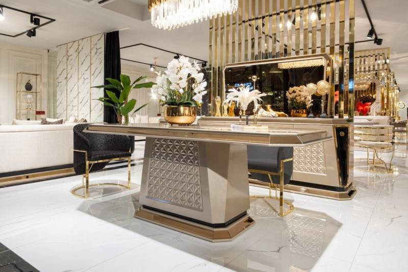 JVmoebel Esszimmer-Set Esszimmer Set Esstisch 6x Stühle Sideboard mit Spiegel Modern, (9-St., Esstisch, 6х Stühle, Sideboard, Spiegel), Made in Europa von JVmoebel