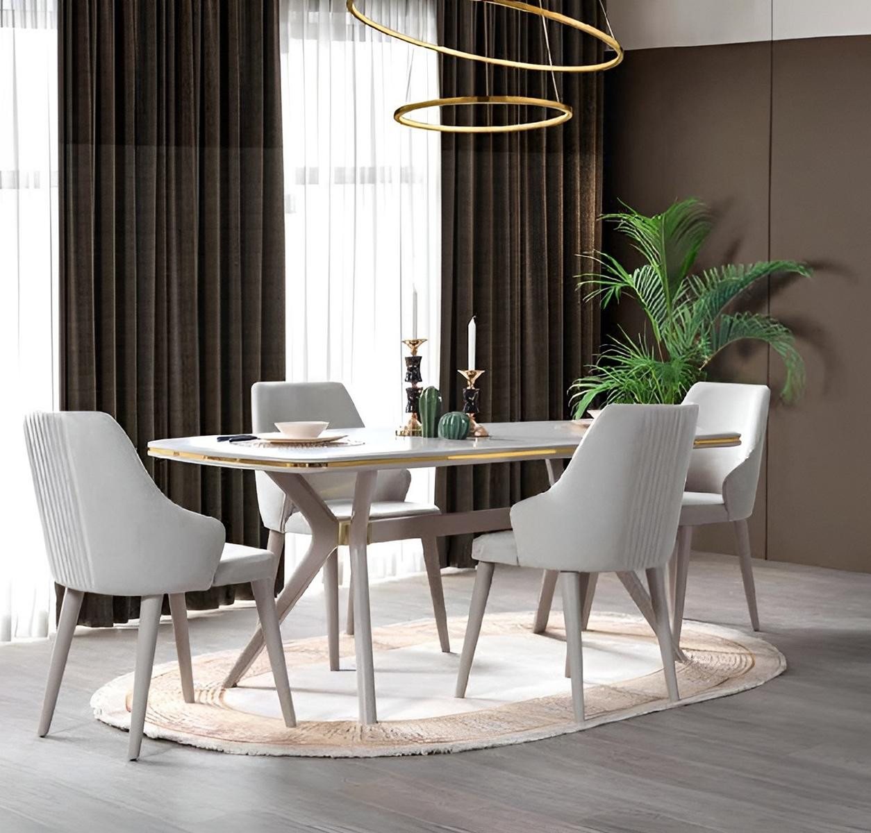JVmoebel Esszimmer-Set Esszimmer Set Modern - Tisch und 6 Stühle, 7 Teile, (7-St., Esstisch + 6x Stuhle), Made in Europa von JVmoebel