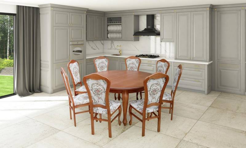 JVmoebel Esszimmer-Set Esszimmer-Set aus Holz: Tisch und 8 komfortable Stühle, (9-St), Made in Europa von JVmoebel