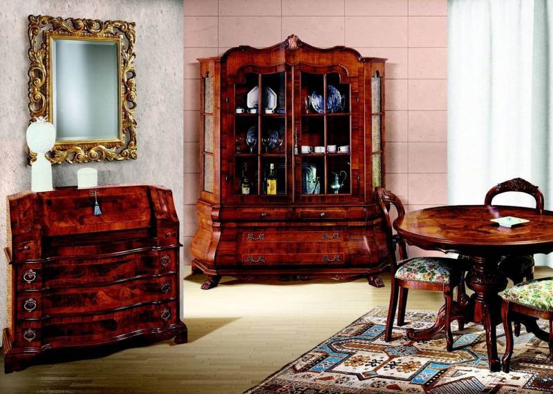 JVmoebel Esszimmer-Set Esszimmermöbel Set 6-teilig: Tisch, 3 Stühle, Vitrine & Kommode, Made in Europa von JVmoebel