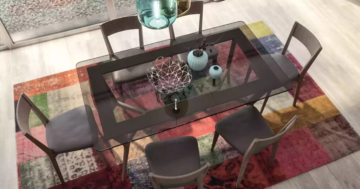 JVmoebel Esszimmer-Set Holztisch mit 6 Stühlen - Essgruppe Set 7-teilig Neu, (7-St., Esstisch + 6x Stuehle), Made in Europa von JVmoebel