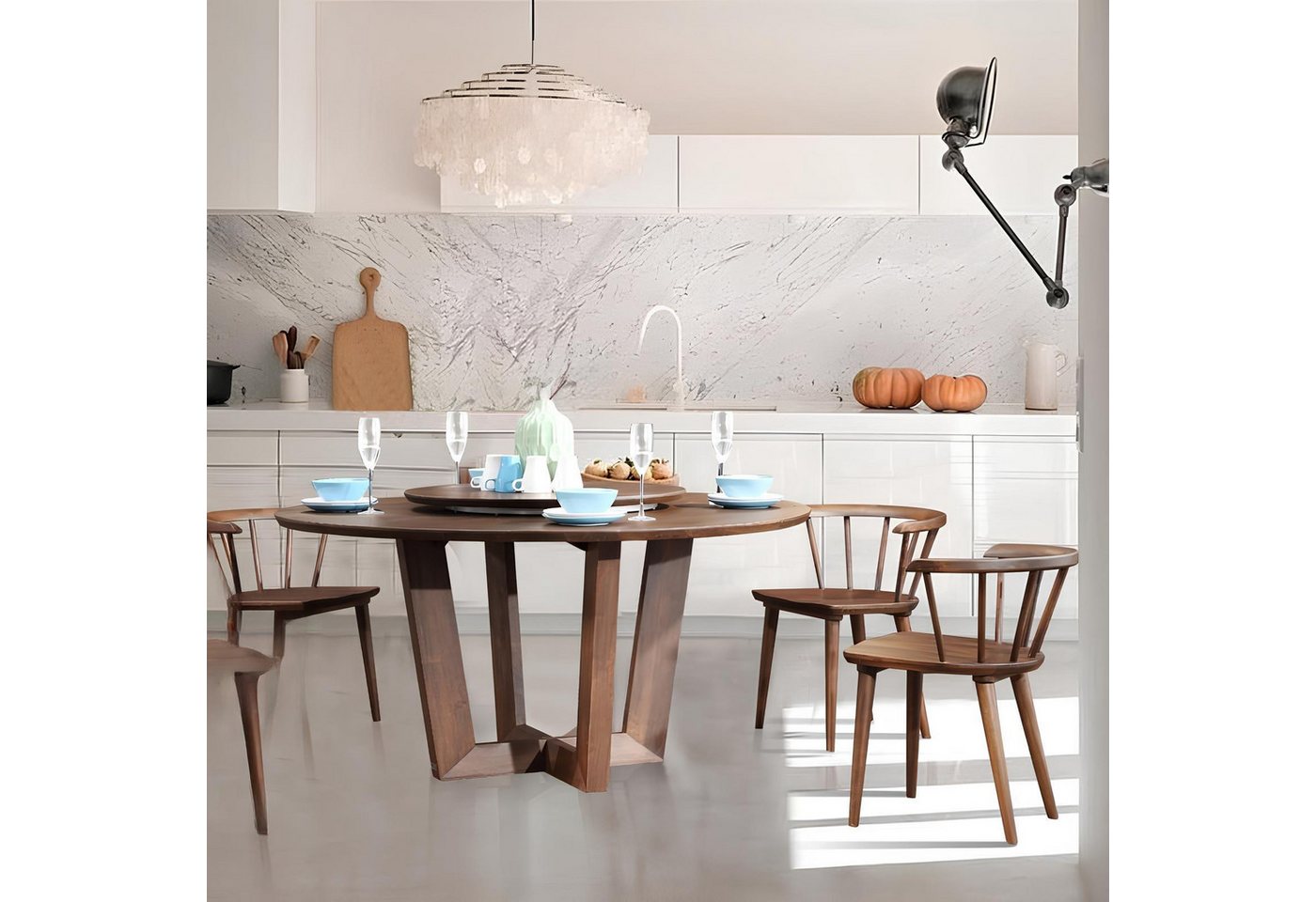 JVmoebel Esszimmer-Set Italienischer Esstisch mit 4 gepolsterten Stühlen aus Holz, Made in Europa JVmoebel Esszimmer-Set Italienischer Esstisch mit 4 gepolsterten Stühlen aus Holz, Made in Europa von JVmoebel