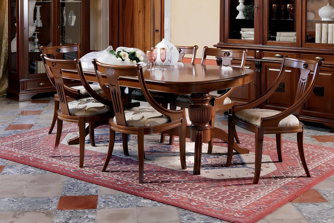 JVmoebel Esszimmer-Set Komplett Set Esstisch + 6 Stühle Esszimmer Set Ess Gruppe Holz Tisch, Made in Europa JVmoebel Esszimmer-Set Komplett Set Esstisch + 6 Stühle Esszimmer Set Ess Gruppe Holz Tisch, Made in Europa von JVmoebel