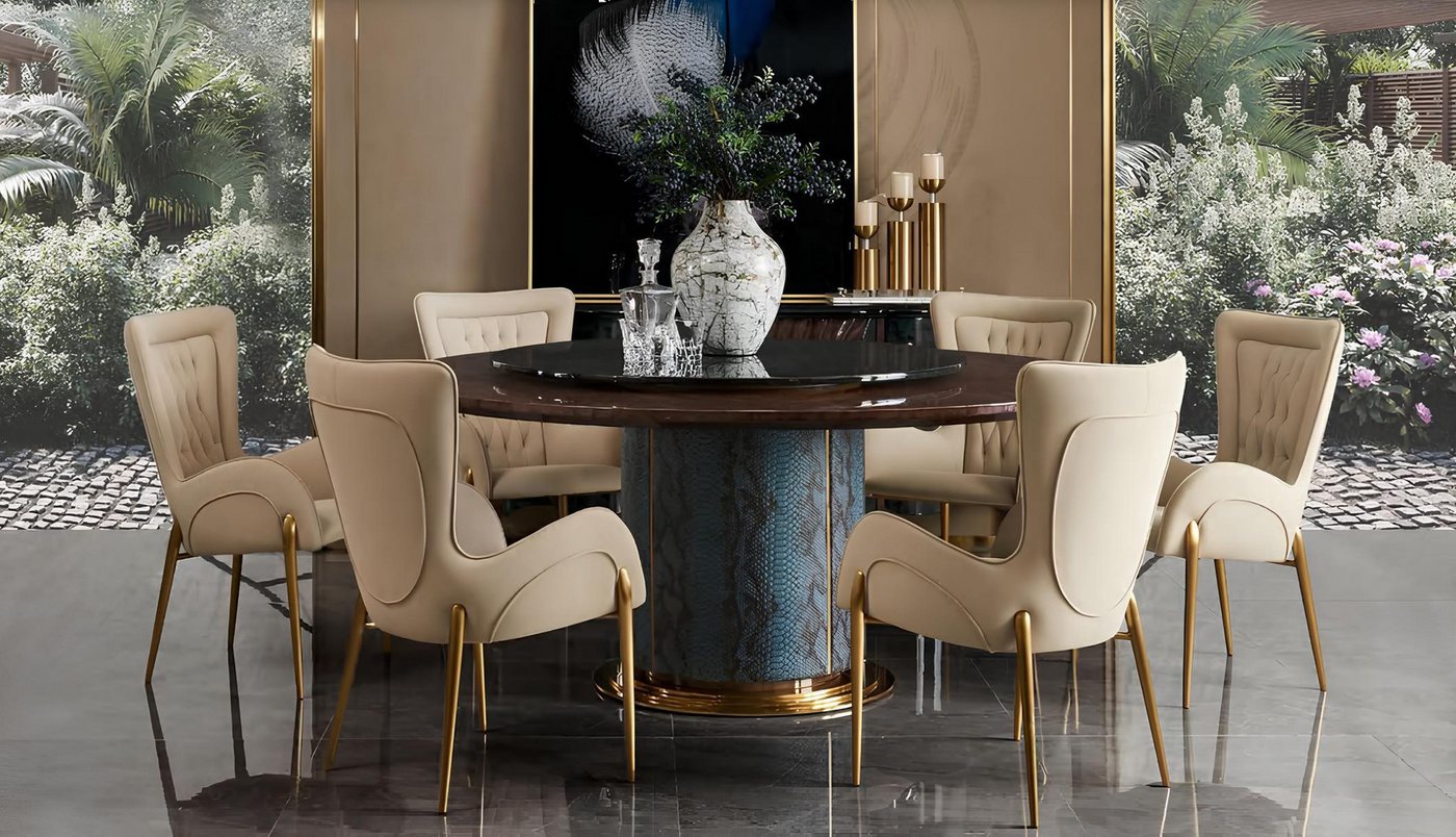 JVmoebel Essgruppe Komplette Esszimmer Garnitur Runder Tisch 4x Lehnstuhl Stühle, Made in Europa JVmoebel Essgruppe Komplette Esszimmer Garnitur Runder Tisch 4x Lehnstuhl Stühle, Made in Europa von JVmoebel