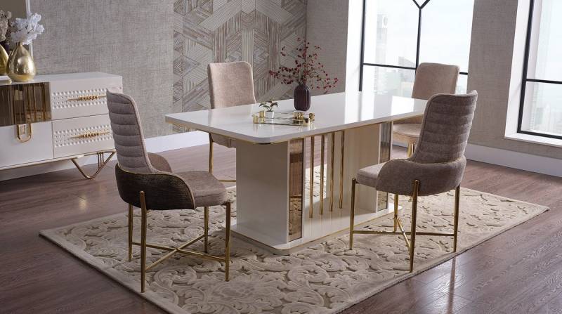 JVmoebel Esszimmer-Set Luxuriöses Esszimmer Set mit 6 Stühlen und Esstischgruppe, (7-St., 1x Esstisch + 6x Stühle), Made in Europa von JVmoebel