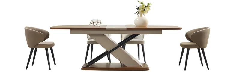 JVmoebel Esszimmer-Set Luxus Esstisch Set Ausziehbar Braun Beige mit 4 Stühlen Holz, (5-St., Esstisch, 4x Stühle), Made in Europe von JVmoebel