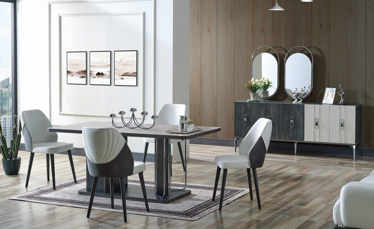 JVmoebel Esszimmer-Set Luxus Esszimmer Set Esstisch 6x Stühle Anrichte Essgruppen Essgruppe, (8-St., 1x Esstisch + 6xStühle + 1x Sideboard), Made in Europa von JVmoebel