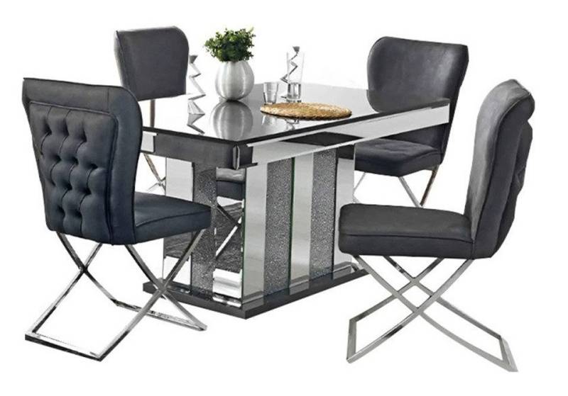 JVmoebel Essgruppe Luxus Komplette Esszimmer Esstisch Essecke Stühle Grau 7tlg Tisch, (7-tlg., Esszimmer-Set 7tlg), Made in Europa von JVmoebel