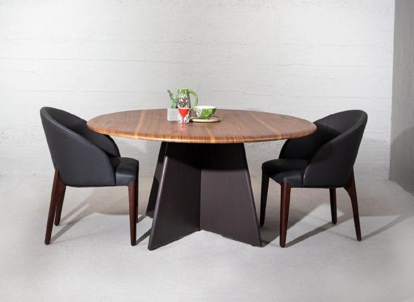 JVmoebel Esszimmer-Set Modern Holz Esszimmermöbel Runder Tisch Mit vier eleganten Stühlen, (5-St., Esstisch + 4x Stühle), Made in Europa von JVmoebel