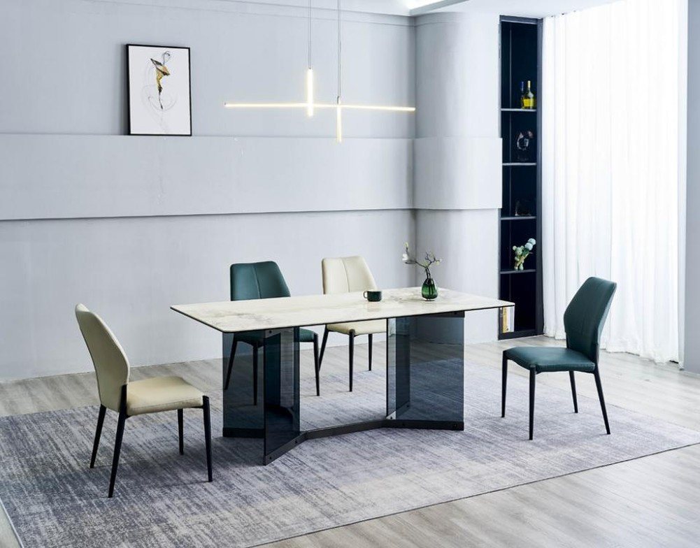 JVmoebel Esszimmer-Set Moderner weißer Esstisch mit 4 luxuriösen Stühlen, (5-St., Esstisch + 4x Stühle), Made in Europa von JVmoebel