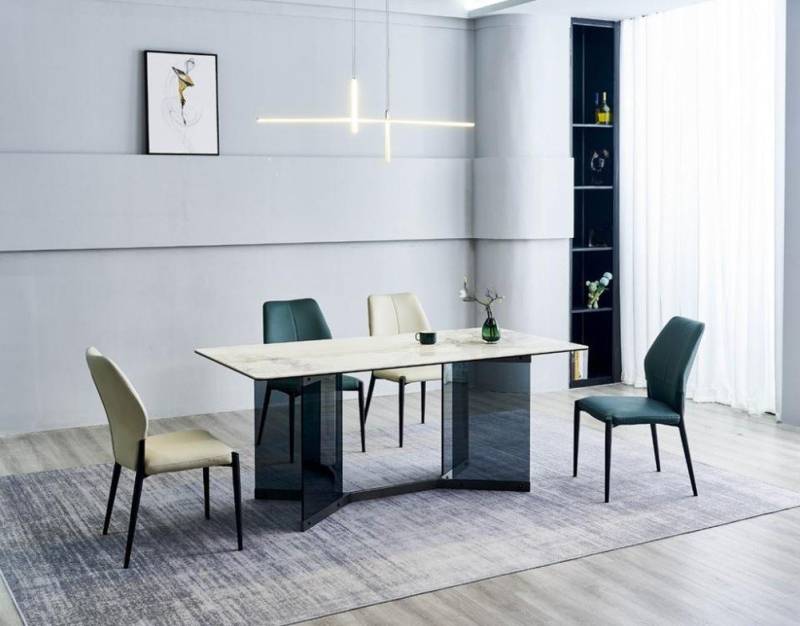 JVmoebel Esszimmer-Set Moderner weißer Esstisch mit 4 luxuriösen Stühlen, (5-St., Esstisch + 4x Stühle), Made in Europa von JVmoebel