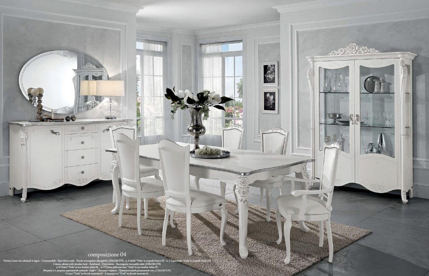 JVmoebel Esszimmer-Set Stilvolles Möbelset – Esstisch mit 6 Stühlen, Kommode und Vitrine, (9-St), Made in Europa von JVmoebel