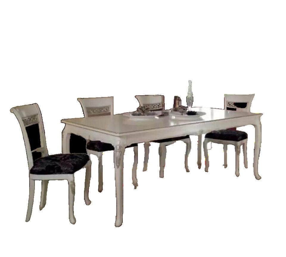 JVmoebel Esszimmer-Set Weiß Esszimmer Set Esstisch 4x Stühle Garnitur Gruppe 5tlg., (5-St., Esstisch + 4x Stühle), Made in Italy von JVmoebel