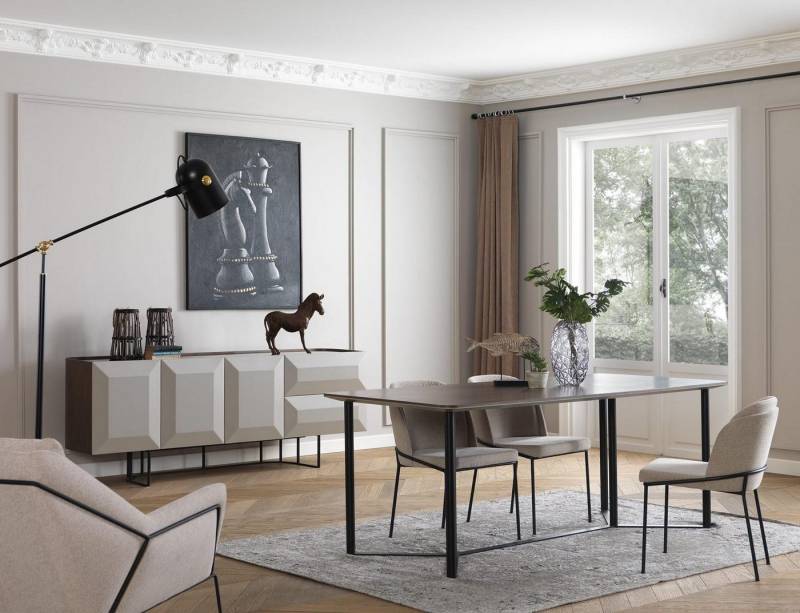 JVmoebel Esszimmer-Set Weißes Esszimmer Set 8-teilig Holz Essecke Esstisch Neu, (8-St., 1x Esstisch + 6x Stühle + 1x Sideboard), Made in Europa von JVmoebel