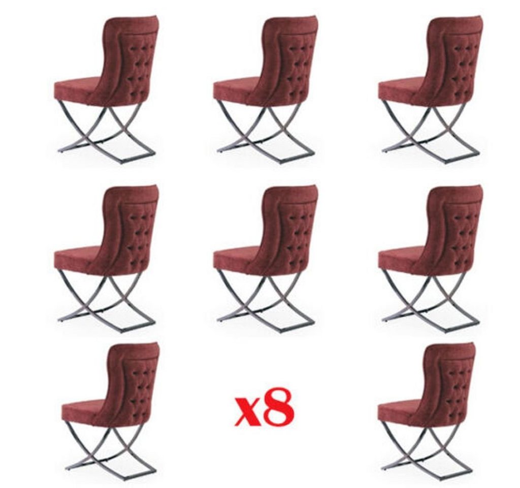 JVmoebel Esszimmerstuhl, Design Stuhl Set 8x Sessel Textil Stühle Gastro Stoff Esszimmer von JVmoebel