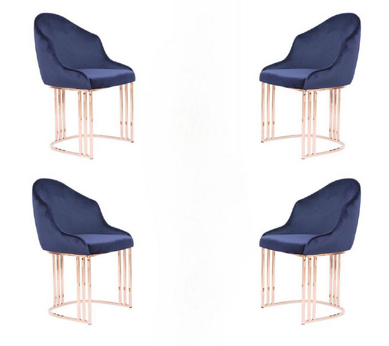 JVmoebel Esszimmerstuhl Luxus Sitz Esszimmer – 4x Polsterstuhl aus Textil in Blau, Made in Europa von JVmoebel