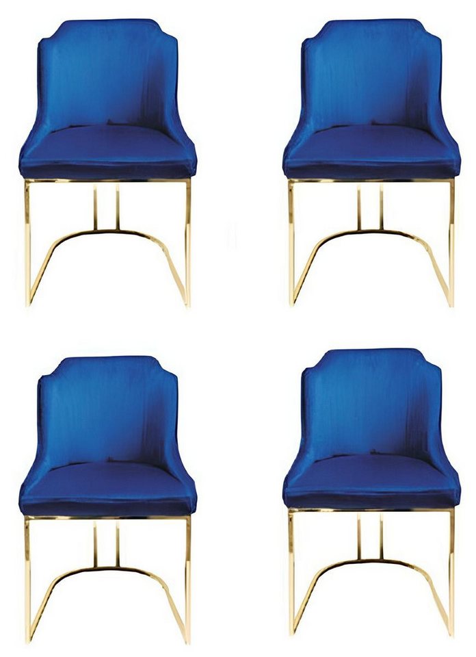JVmoebel Esszimmerstuhl Essstuhl Zimmer Set Sitzgarnitur 4x Stühle Polster Holz Blau, Made in Europa JVmoebel Esszimmerstuhl Essstuhl Zimmer Set Sitzgarnitur 4x Stühle Polster Holz Blau, Made in Europa von JVmoebel