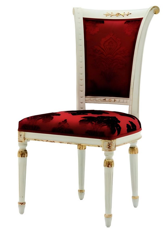 JVmoebel Esszimmerstuhl Stuhl Rot Sessel Esszimmer Holz Möbel Weiß Stuhl ohne Armlehne Rot, Made in Europa von JVmoebel