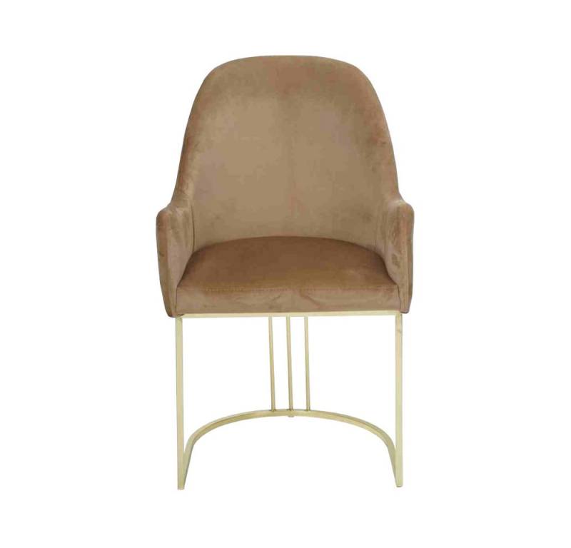 JVmoebel Esszimmerstuhl Beige Designer Sessel aus Edelstahl mit modernem Polster (1 St), Made in Europa von JVmoebel