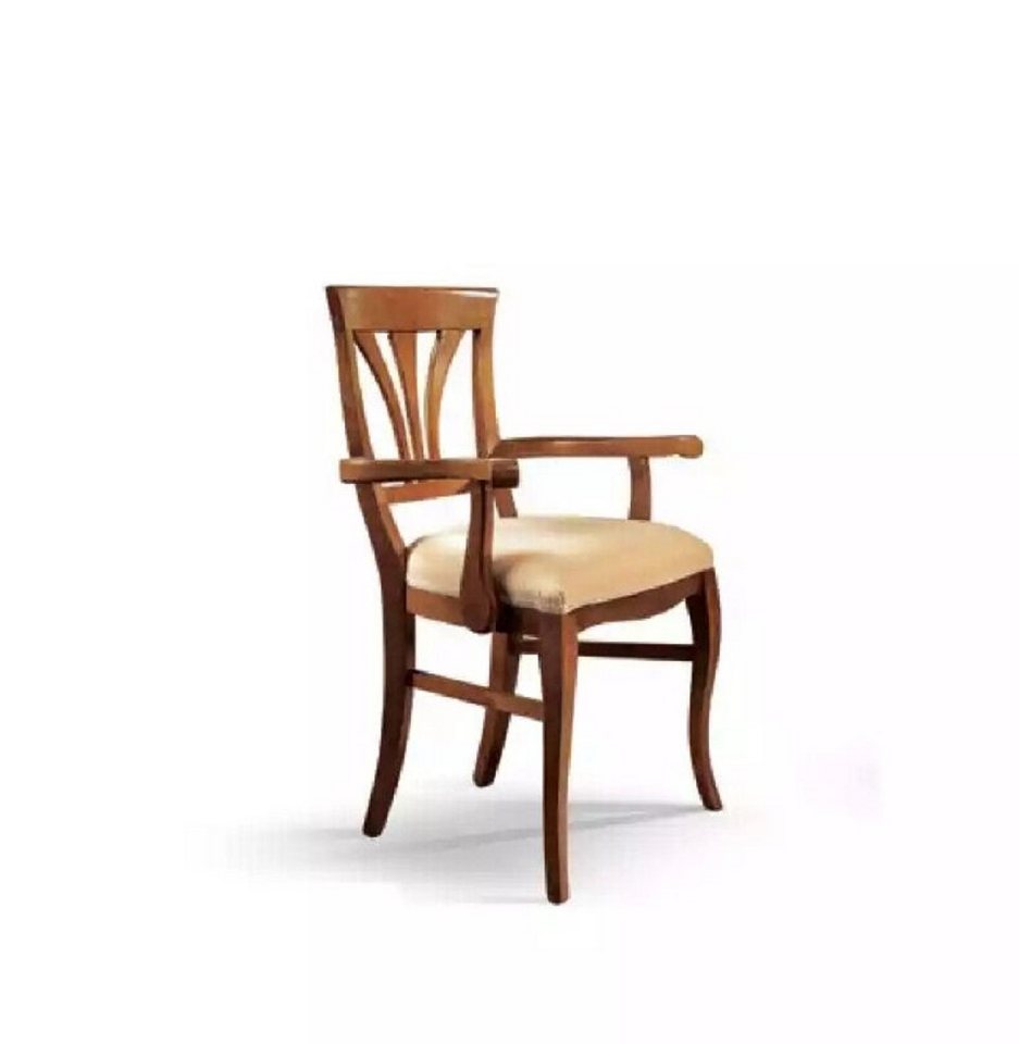 JVmoebel Esszimmerstuhl Beiger Stuhl mit Armlehne Holz Neu Esszimmer Stühl Design Neu (1 St), Made in Italy von JVmoebel